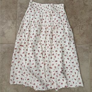 F21 Poplin Floral Maxi Skirt